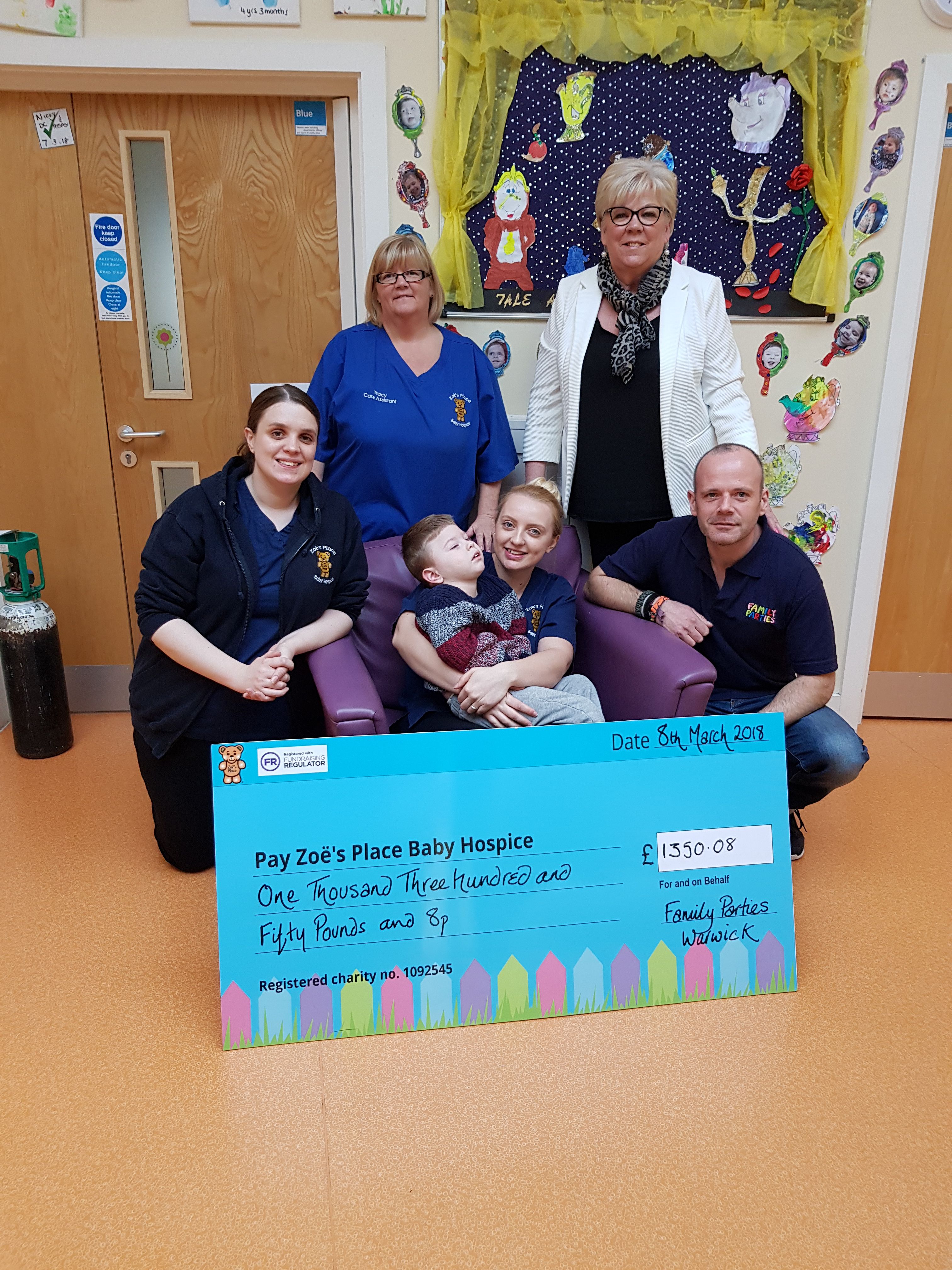 Family Parties cheque presentation to Zoe's Place Baby Hospice in Coventry